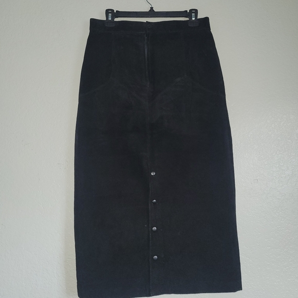 Vintage Global Identity Women's Size 13 Suede Leather G-III Black Skirt - Picture 4 of 11